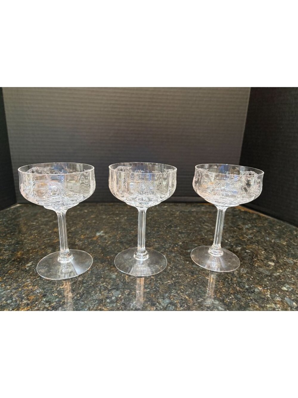 Vintage Fostoria Tara Etched Flowers Champagne / Tall Sherbet Glass (Qty. 3)